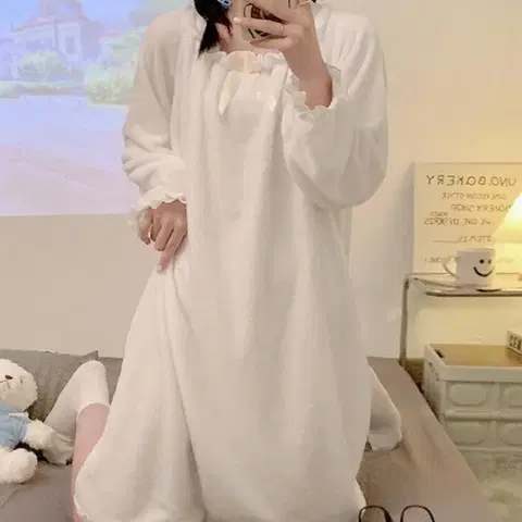 [새상품+무배] 첫사랑잠옷 기모 파자마 극세사 원피스 드레스 홈웨어 예쁜