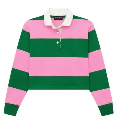 로잉블레이저 Rowing Blazers 핑크그린 스트라이프 럭비 크롭