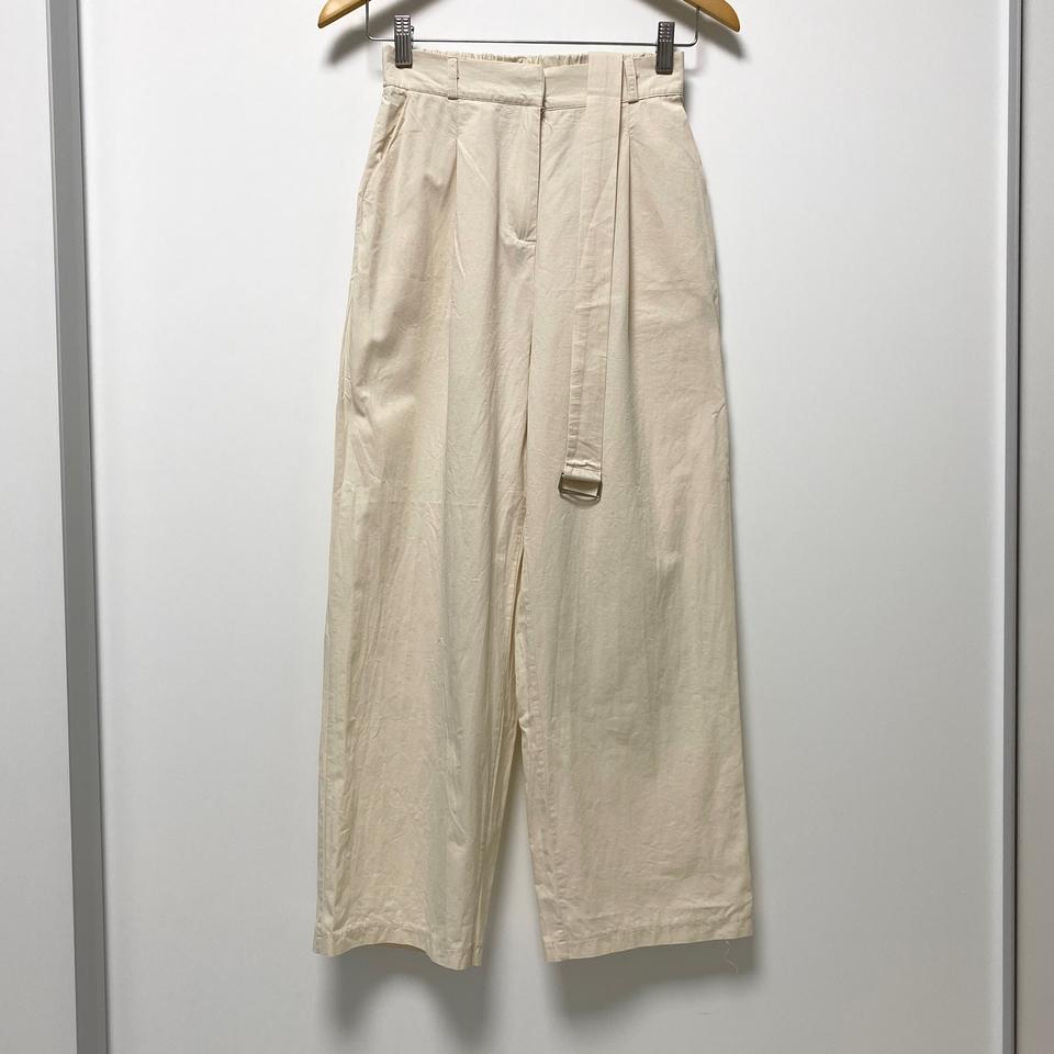 S 아이보리 뒷밴딩 벨트 팬츠 바지
