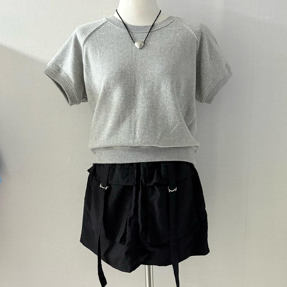 반팔 맨투맨 + 나일론 스커트 SET