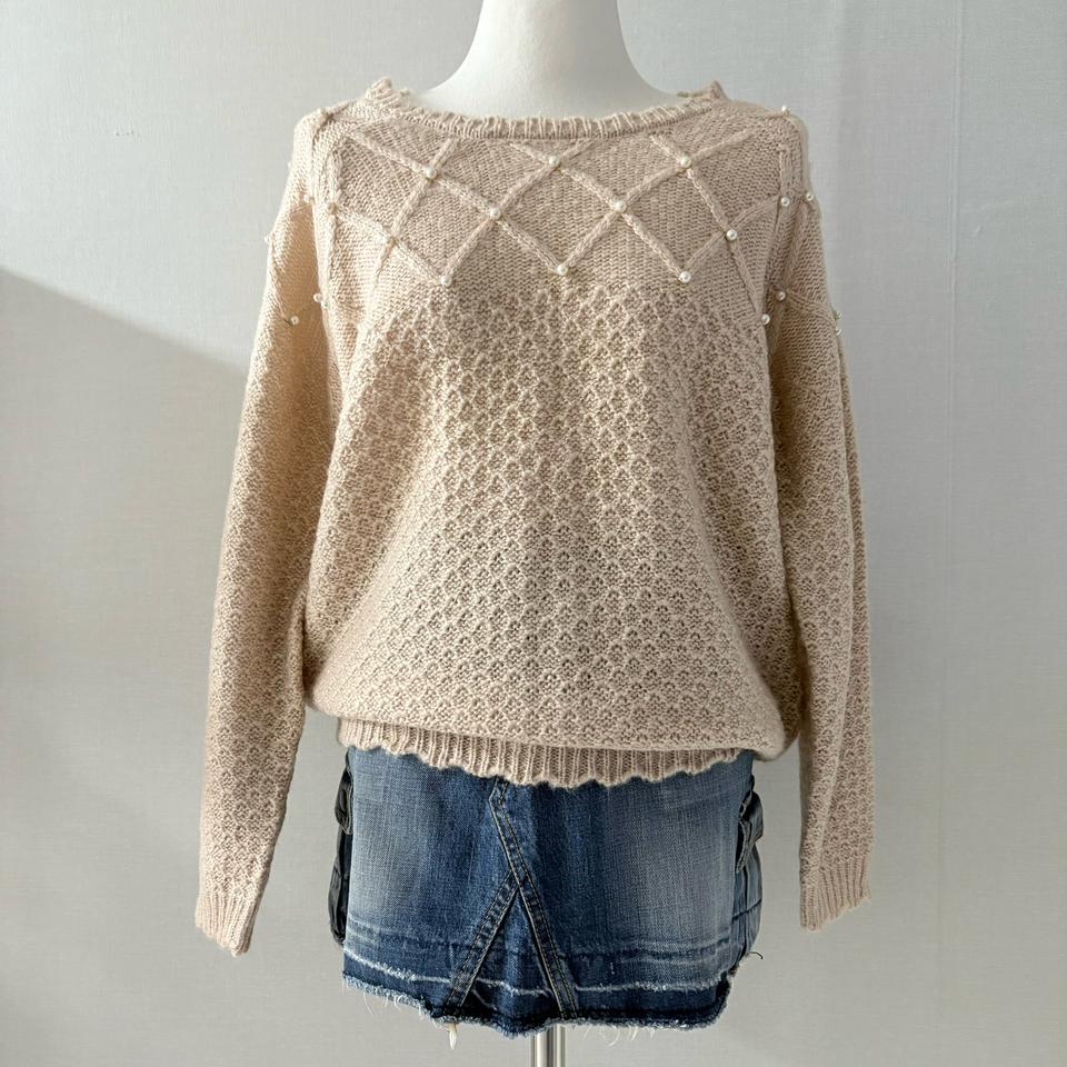 진주 니트 + 데님 스커트 SET