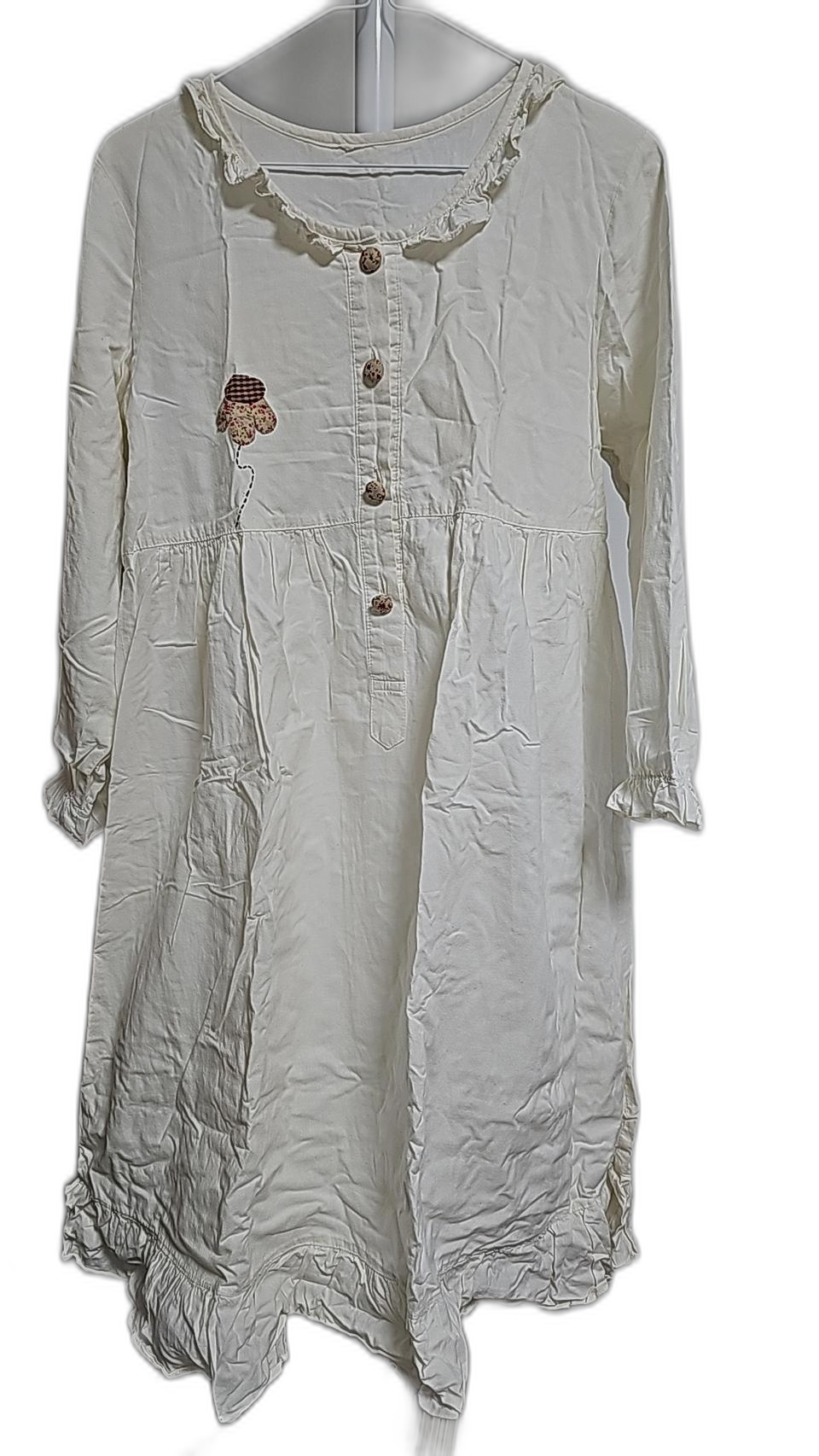 밑단프릴 광목원피스 잠옷, 루즈핏 편안한 데일리룩