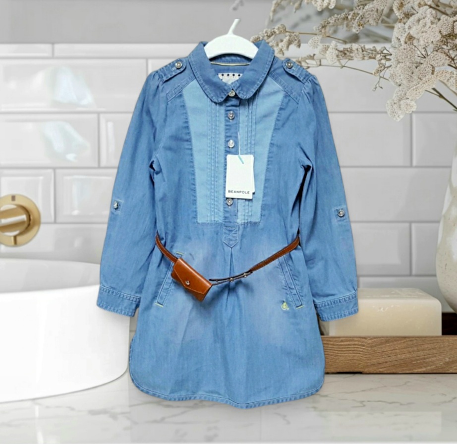 120 빈폴 키즈 새상품 6세~7세 여아 데님 청 원피스 스커트 새제품