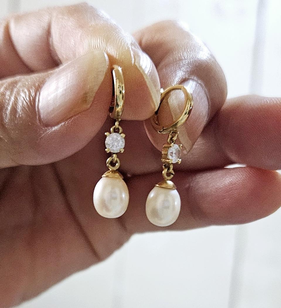 18k진주큐빅귀걸이