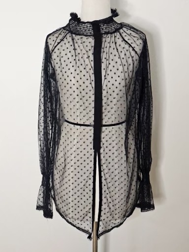 도트 망사 모크넥 블라우스