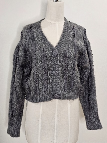 자라 그레이 숏 가디건