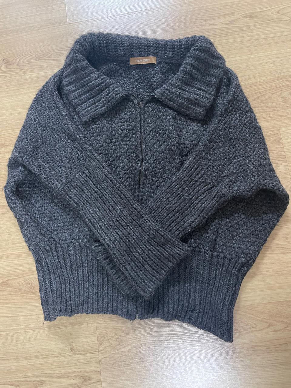 Ellen tracy 그레이 도톰 니트 가디건