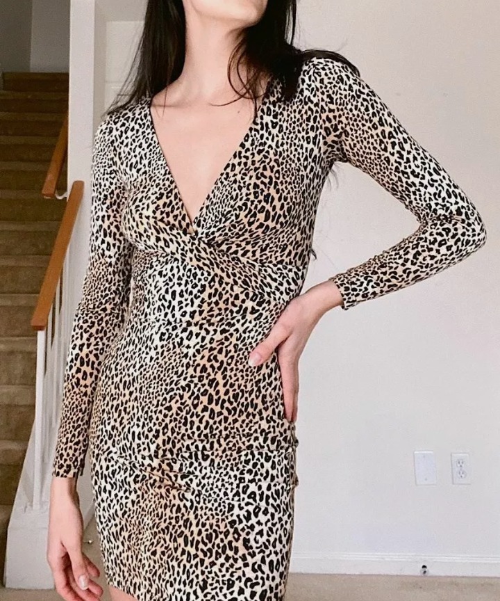 H&M 에이치앤엠 슬림 미니 원피스 섹시 드레스 호피 애니멀 홀복 할로윈