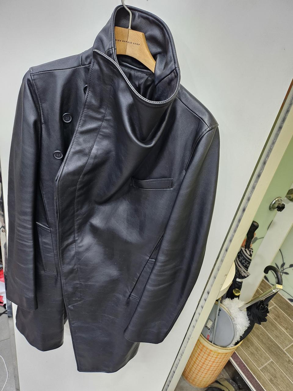 206옴므 닌자 하이넥 가죽코트