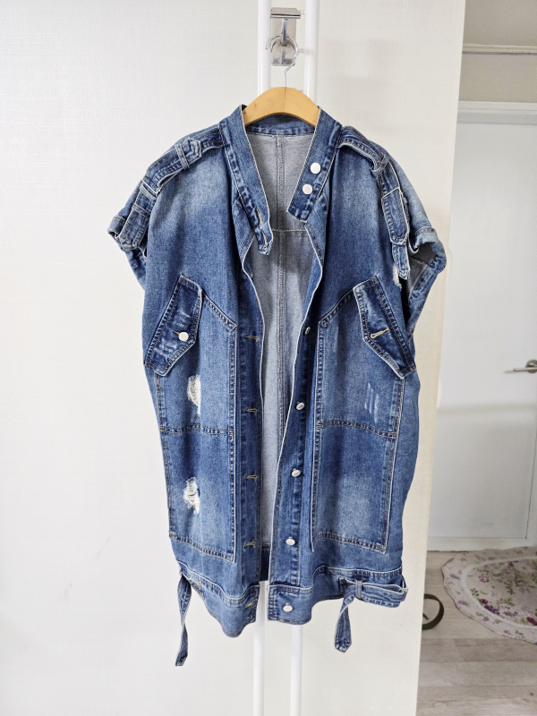 남녀공용 빅사이즈 루즈핏 청조끼 F