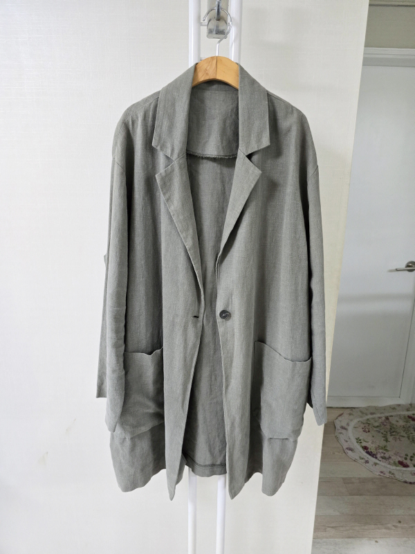  카키 린넨 루즈핏 박시자켓 F