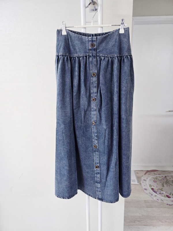 미사용 단추 진청 스커트 F