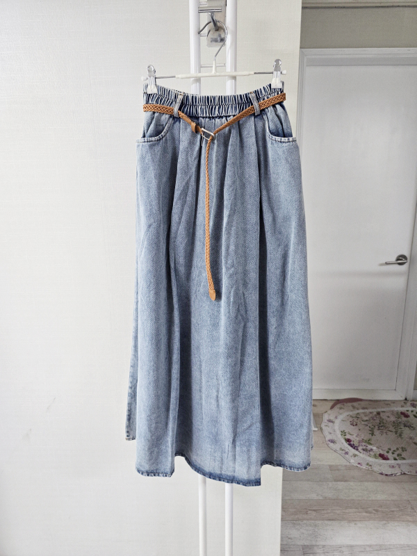 미사용 허리띠 연청 롱스커트 F 