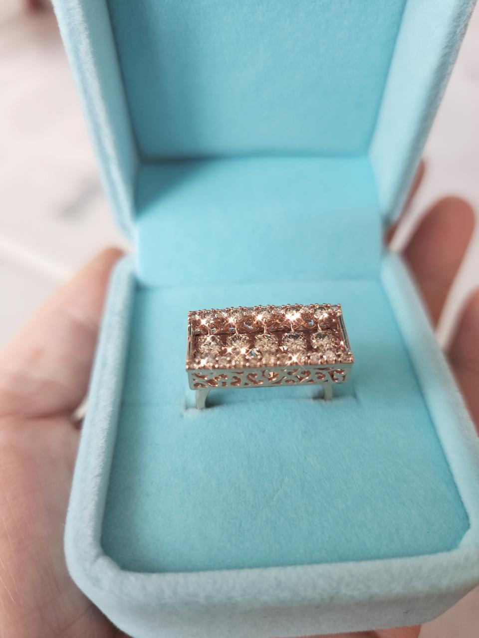 14k 로즈골드 꼬냑다이아 댄싱반지