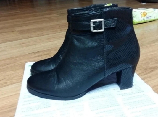 뱀피 앵글 부츠, 240, 소가죽, 6cm