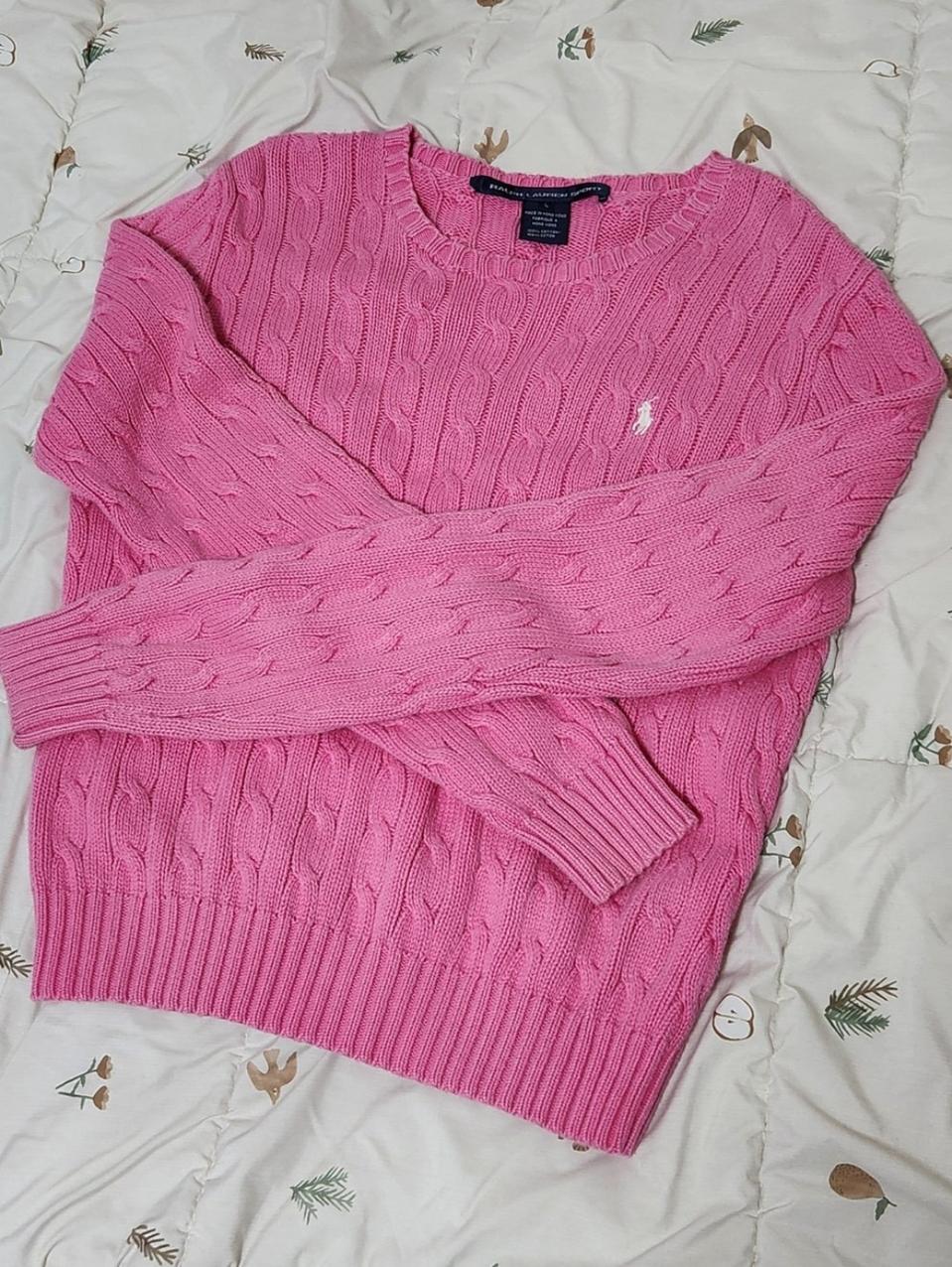 폴로 꽈배기 니트 핑크 L