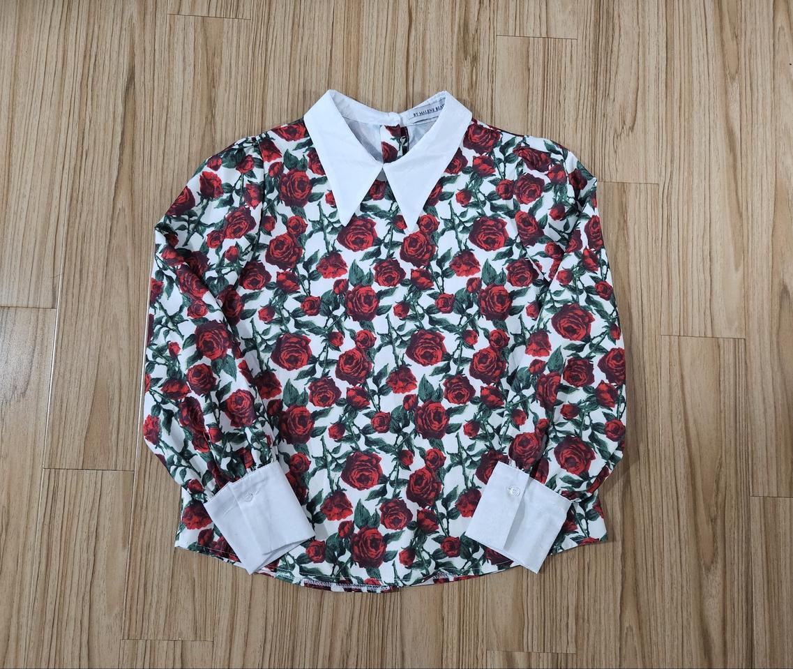 꽃나염 블라우스