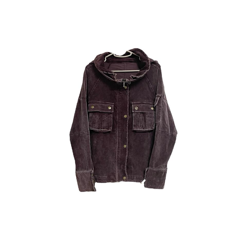 Dark purple velvet hood jacket