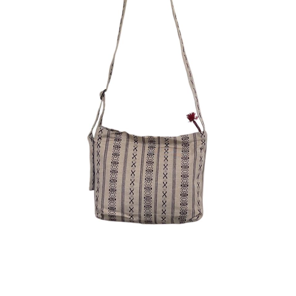 Ethnic pattern beige cross bag