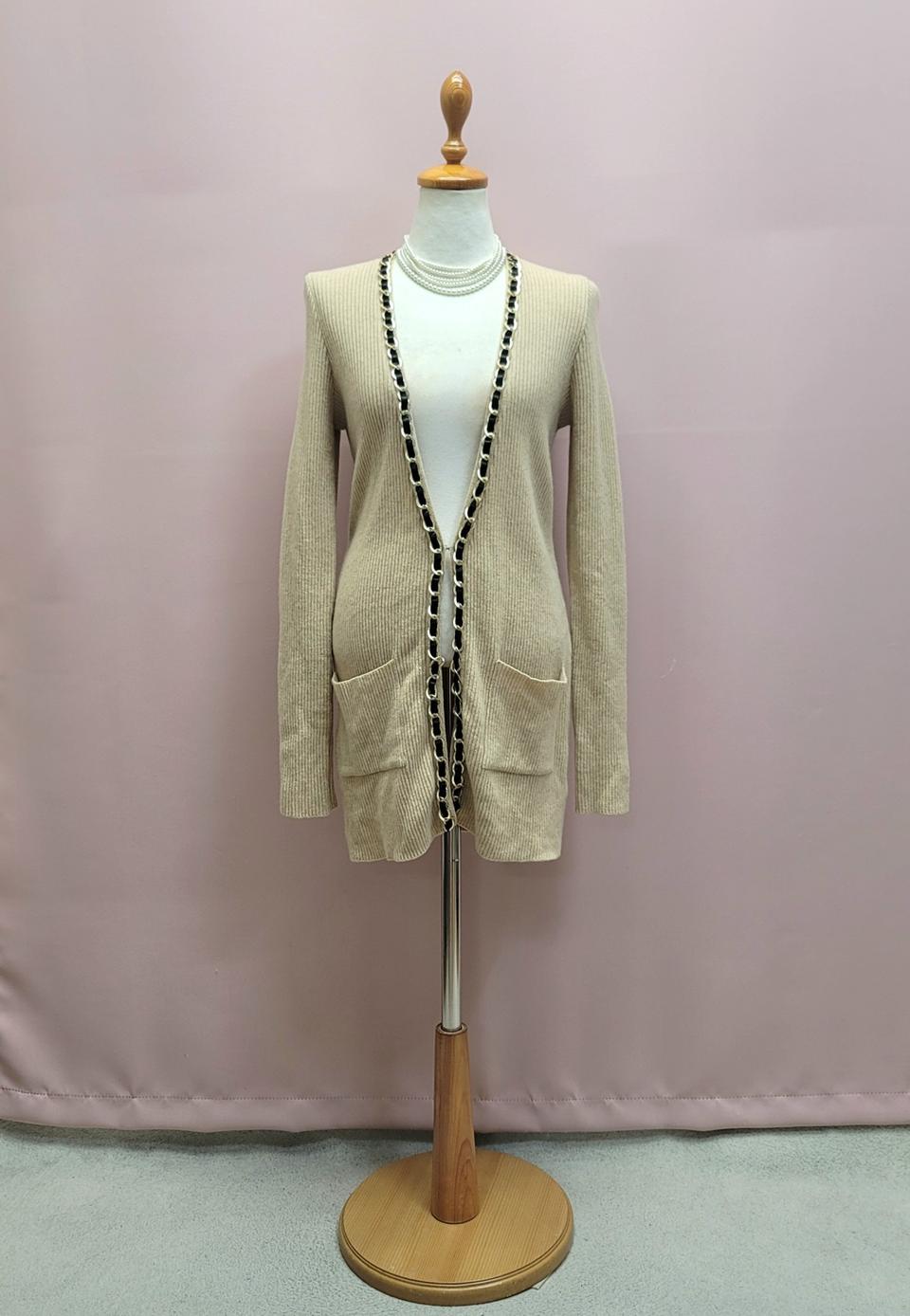 VIKI 체인 울75% 골지 가디건