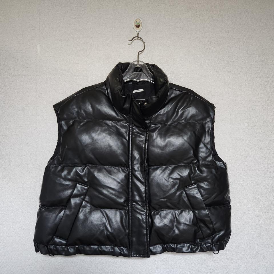 미사용 BARI 레더 웰론 패딩 조끼 프리 오버핏