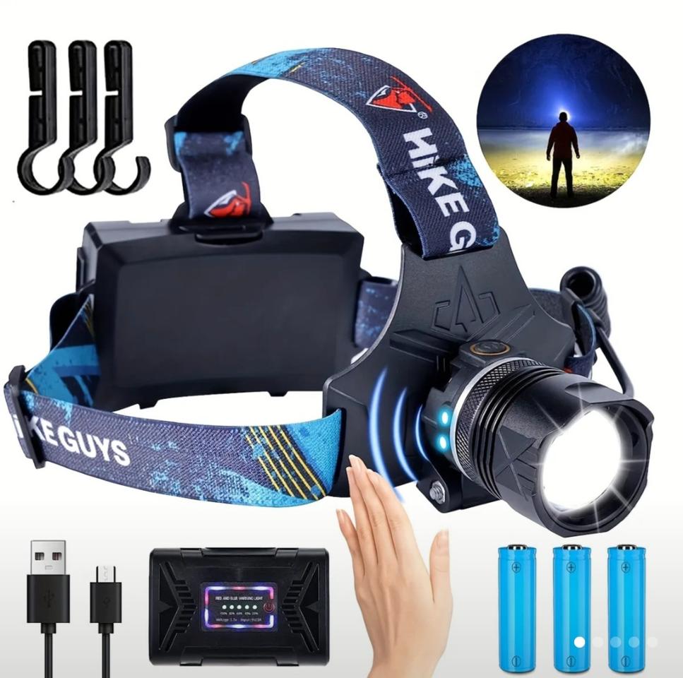 ♡LED 센서.줌.충전식 헤드램프(랜턴) 3모드/60도각도 조명/ 배터