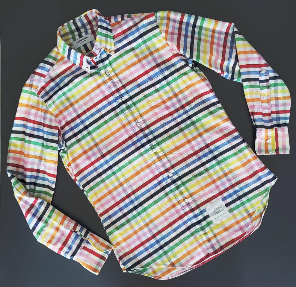 톰브라운 히든삼선 레인보우 셔츠