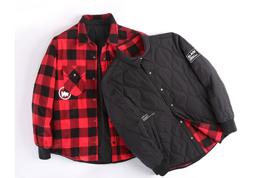 새상품 레드체크&퀼팅인앤아우터남방