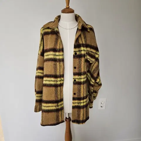 (세일바배) 모헤어 체크패턴 오버핏 남방자켓