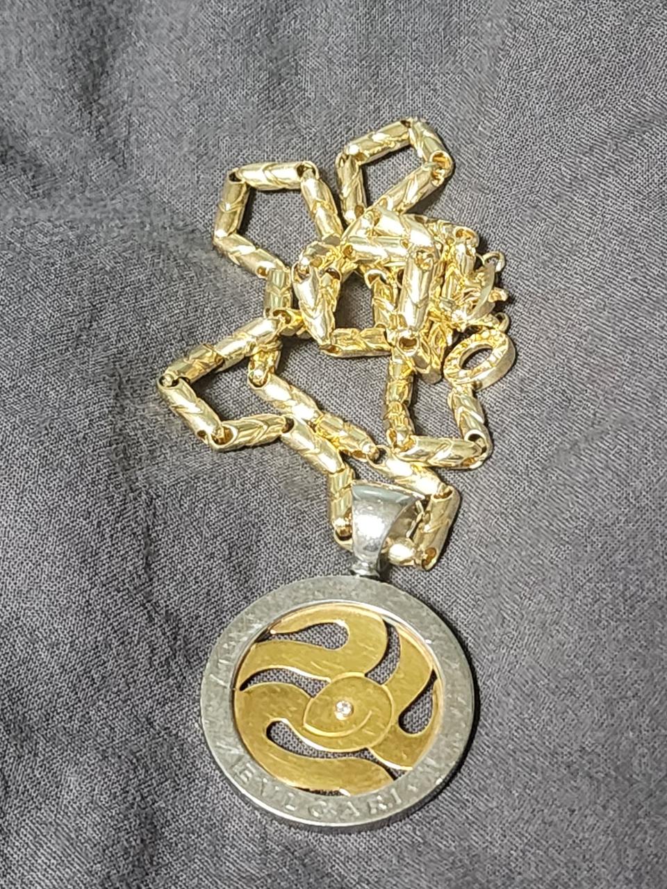 불가리 18k 스틸 다이아1P 스네이크 펜던트 목걸이