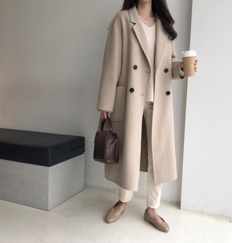 퓨어다 핸드메이드 코트 연베이지 m