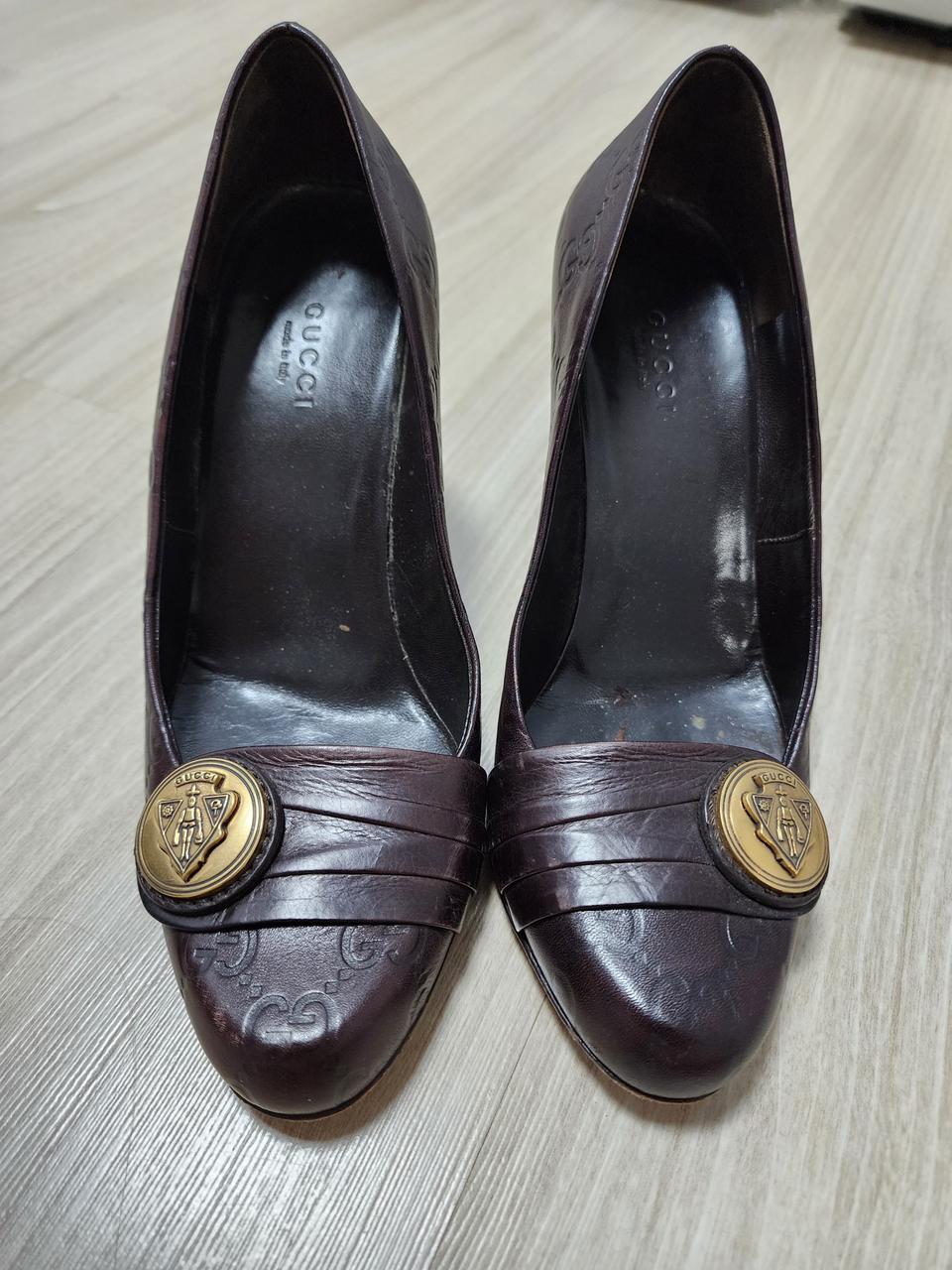 구찌 씨마라인 GG 가죽 구두