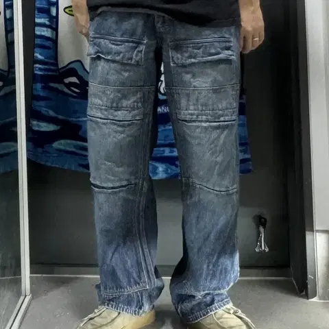 션 존 올드스쿨 데님팬츠 빈티지 힙합 Y2K 청바지 32