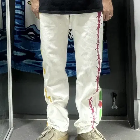 리바이스 501 리메이크 데님팬츠 빈티지 리페인팅 빽바지 34