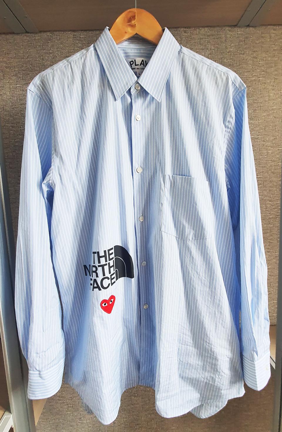 꼼데가르송 x 노스페이스 콜라보 스트라이프 셔츠