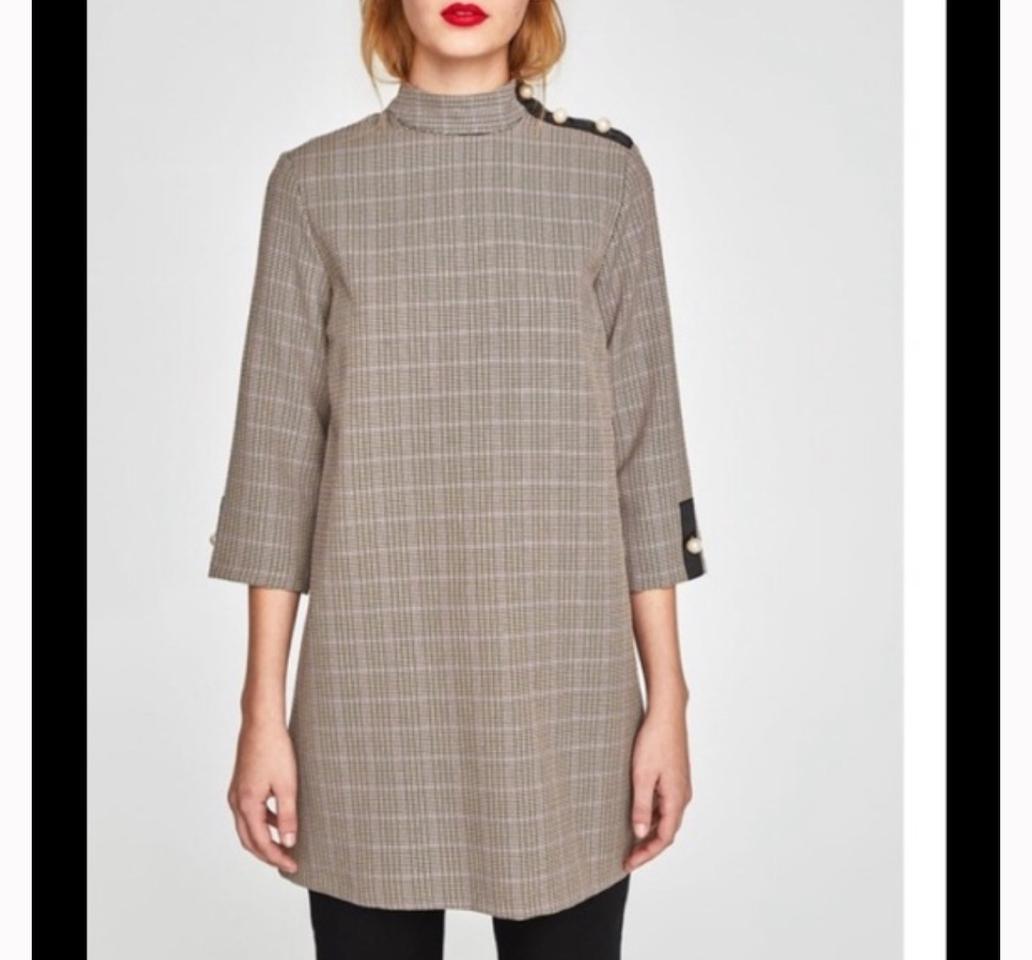 55) ZARA 자라 체크무늬 롱블라우스 원피스