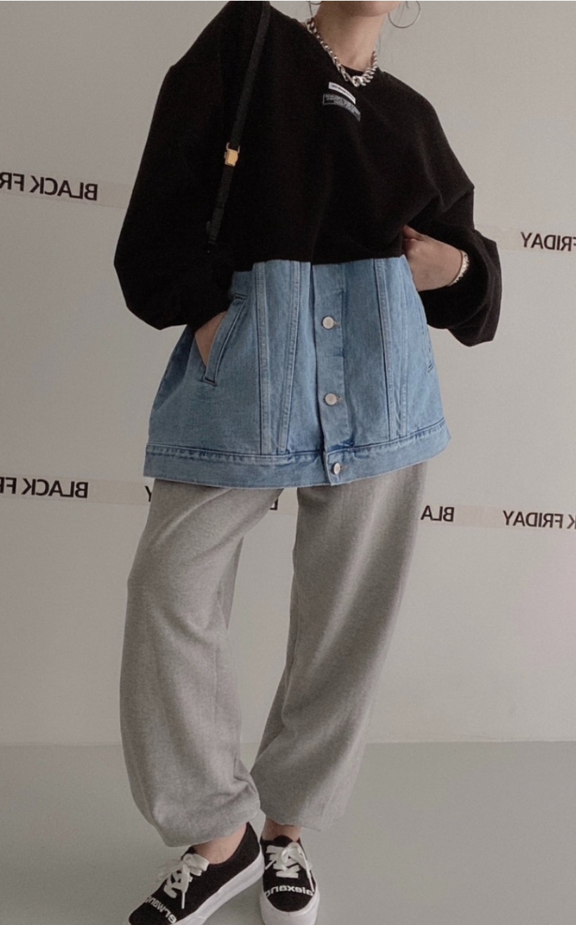 ❤반반청배색맨투맨