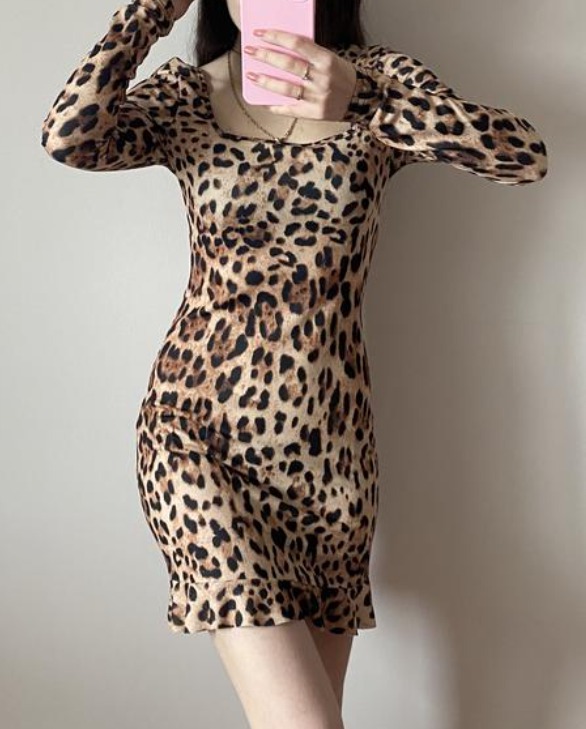 새상품) 호피 애니멀 미니 원피스 섹시 드레스 슬림 클럽 홀복 할로윈
