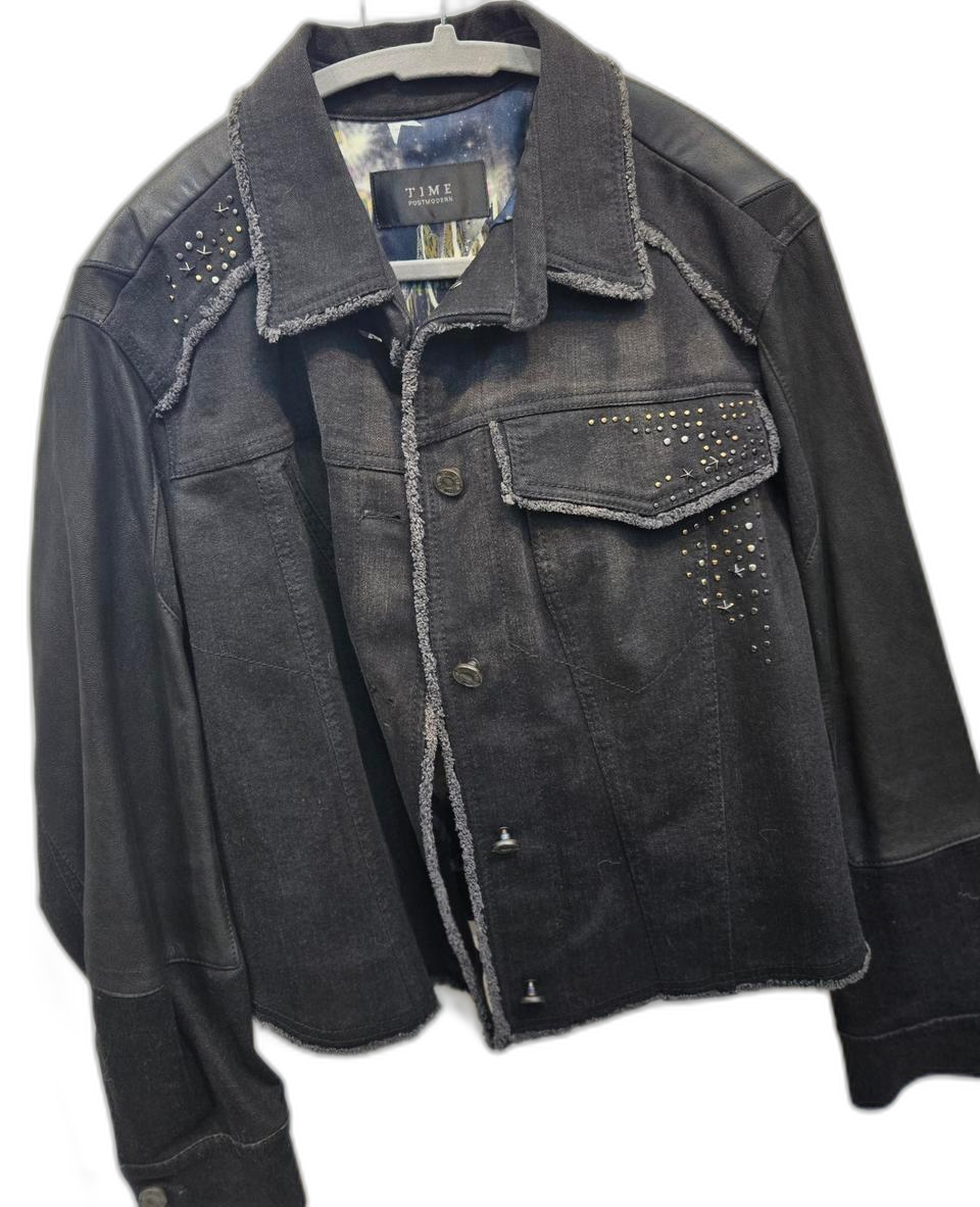 타임데님자켓 흑청+양가죽