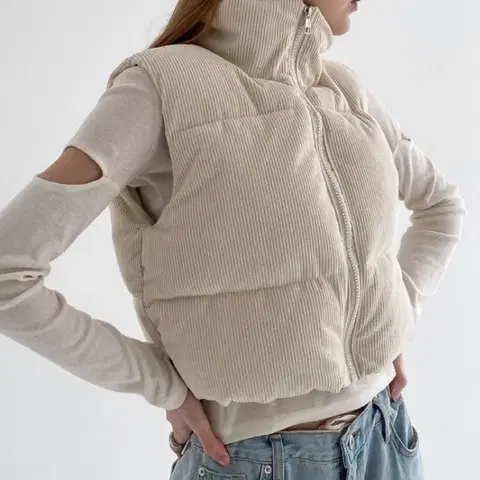 바로배송 / 골덴 크롭 패딩 베스트