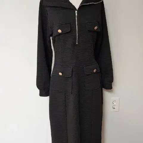 바로배송 / 골지 반집업 롱원피스