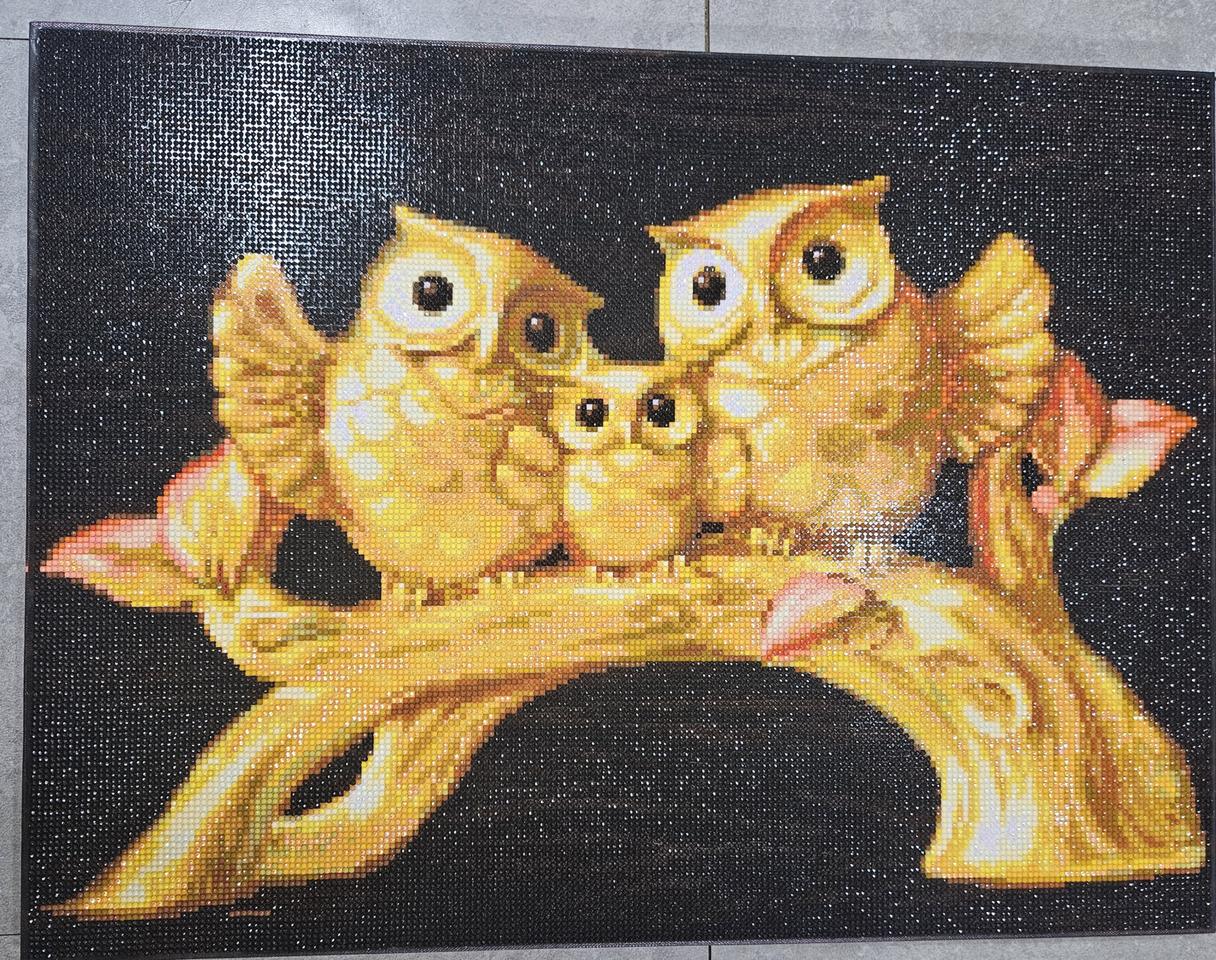 대박부엉이보석십자수완성품 60×45