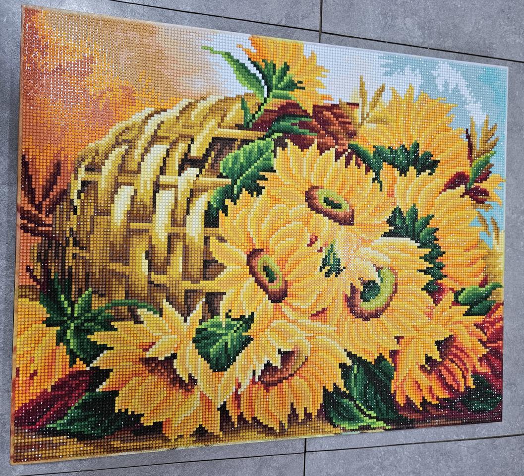 해바라기보석십자수완성품40×50