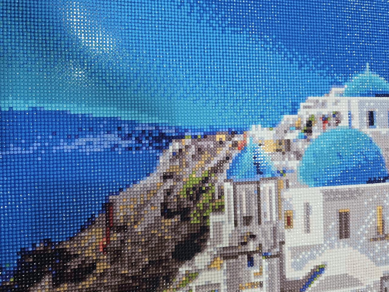 산토리니풍경보석십자수완성품40×50