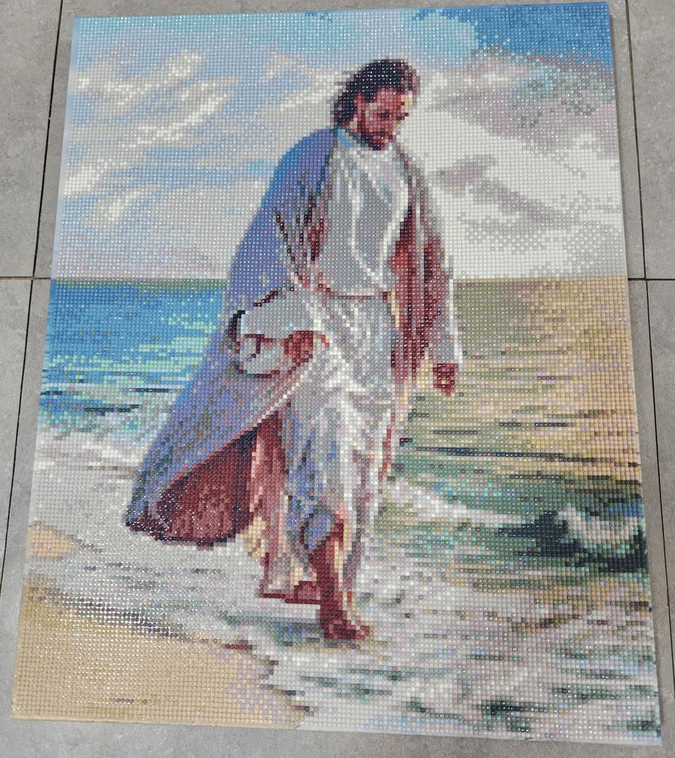 바다위예수님 보석십자수 완성품40×50