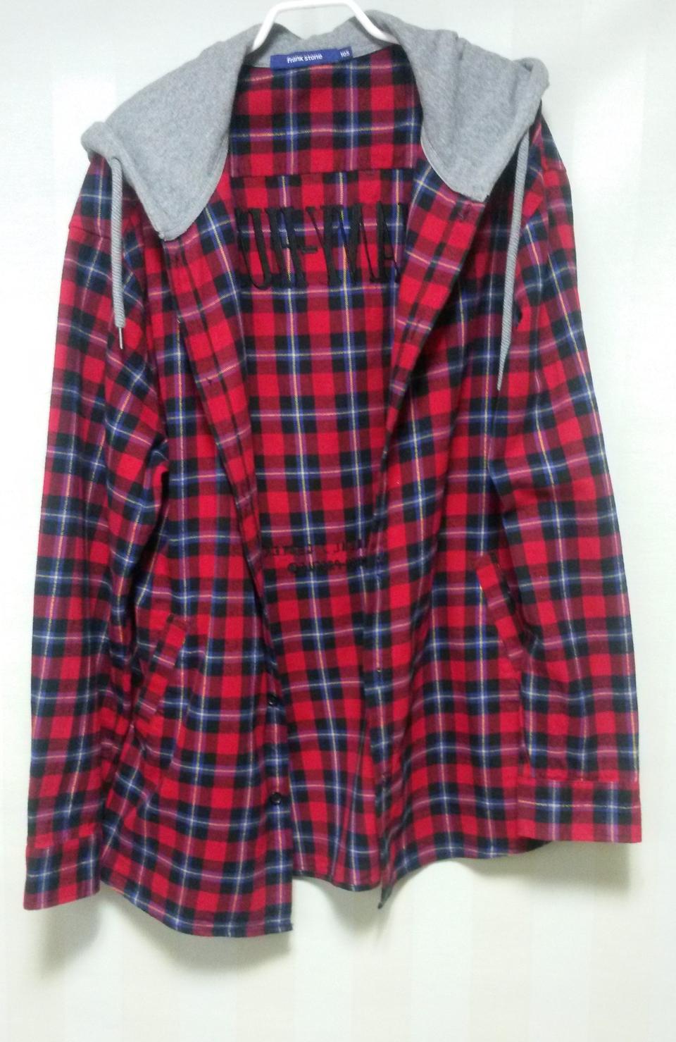 frank stone 체크 기모후드셔츠