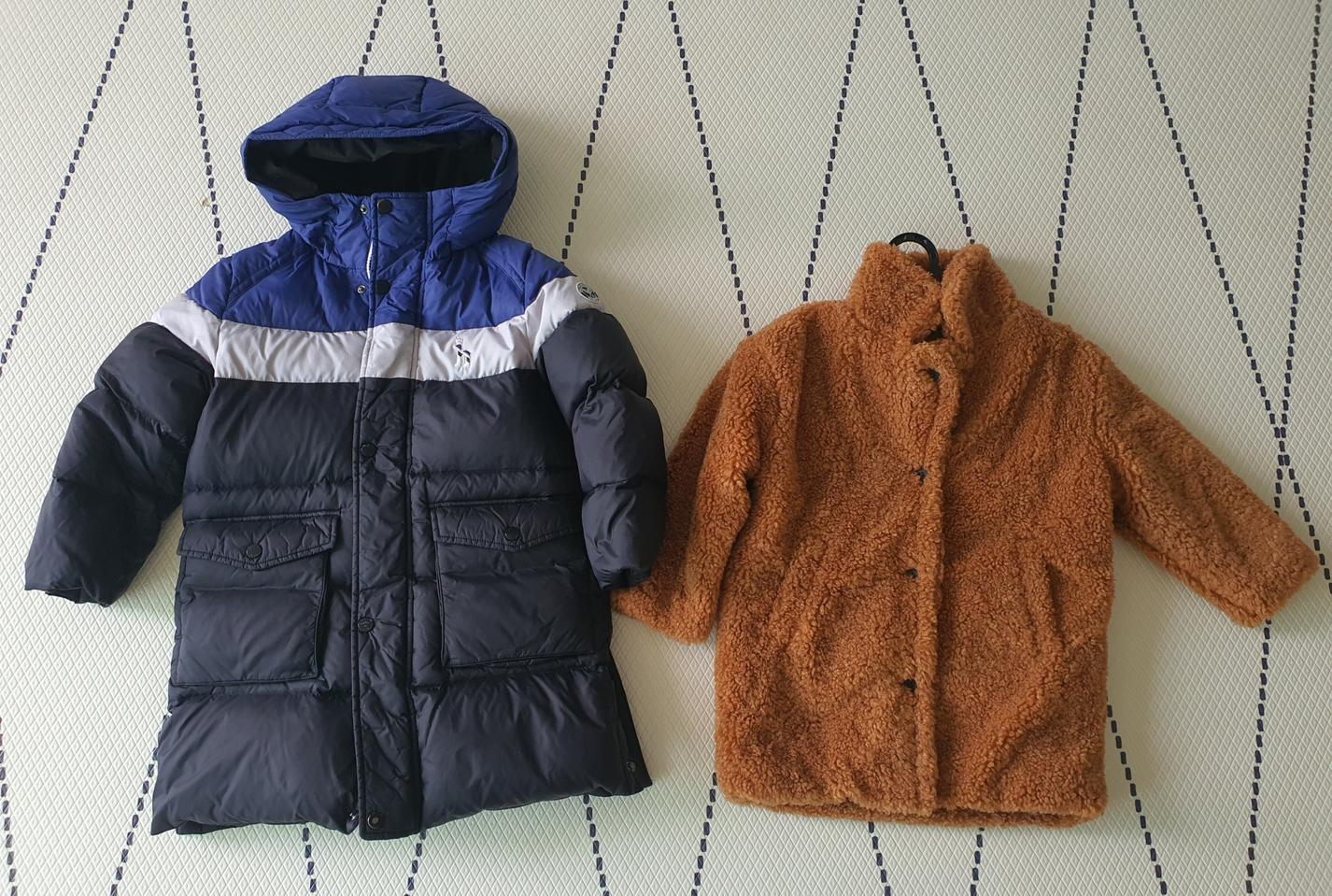 120 헤지스 키즈 리버시블 롱패딩+뽀글이코트