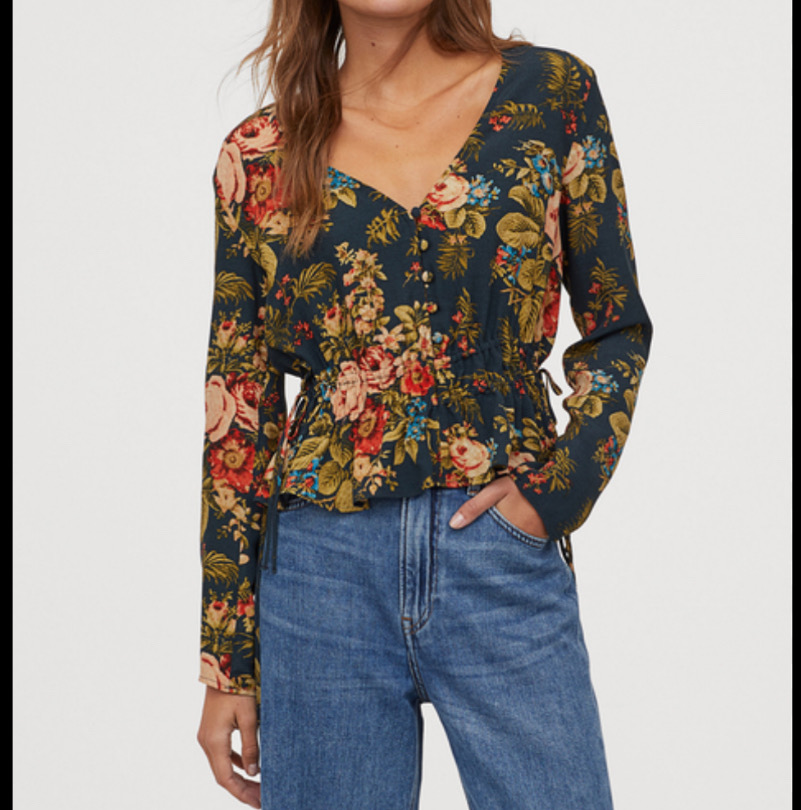 S) 새제품 H&M 에이치엔엠 플라워 나염 블라우스