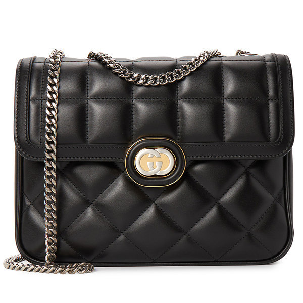 구찌 데코 스몰 숄더백 블랙 레더