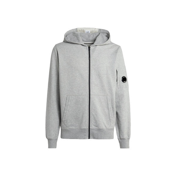 C.P. COMPANY 라이트 플리스 지퍼 후드 화이트
